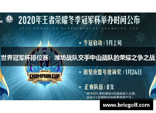 世界冠军杯排位赛：潍坊战队交手中山战队的荣耀之争之战